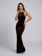 Fern Beaded Halter Maxi Dress