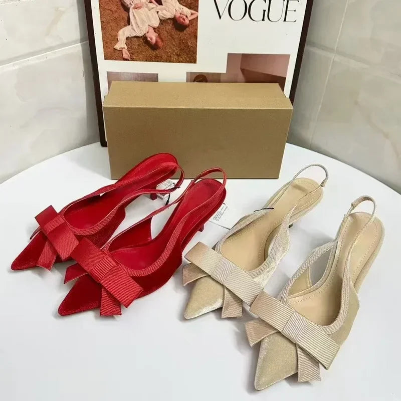 Velvet Bow Heels
