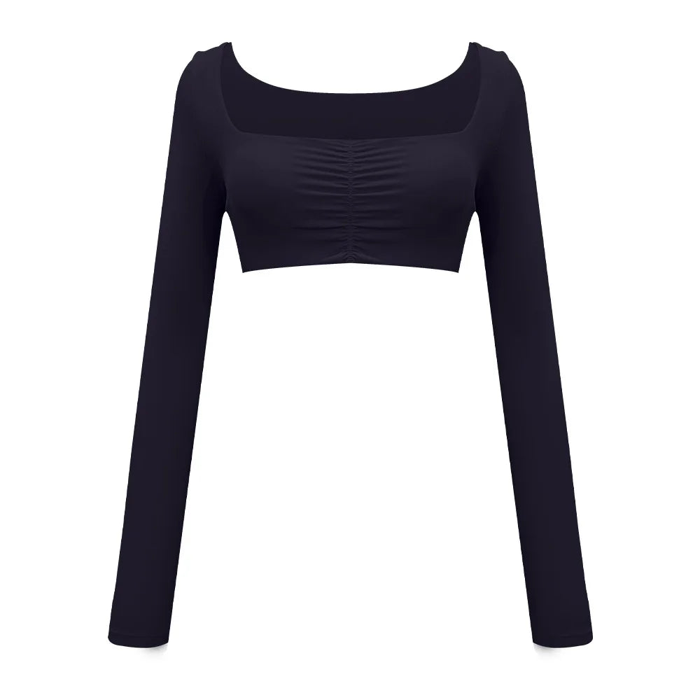 Beige Long-Sleeve Sport Top