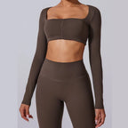 Beige Long-Sleeve Sport Top