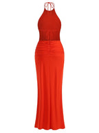 Crimson Halter Maxi Dress