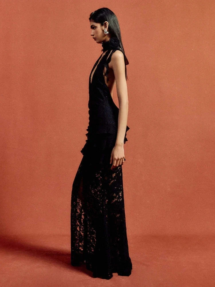 Ebony Lace Maxi Dress