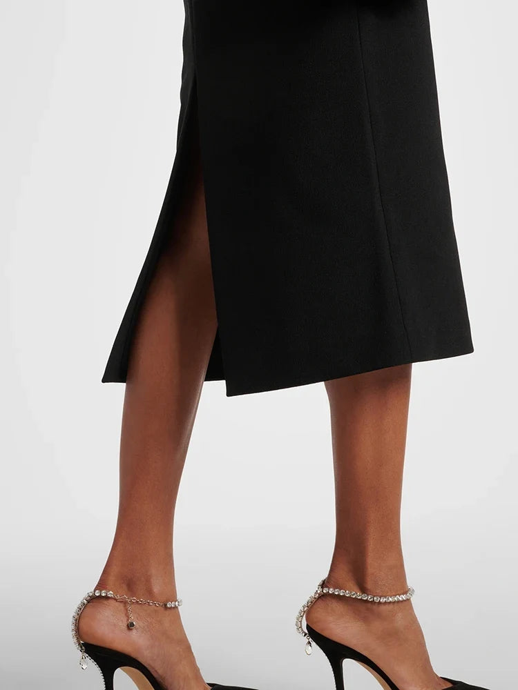 Wave Butterfly-Sleeve Midi Dress