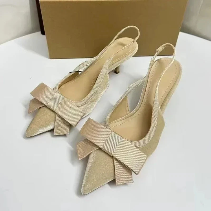 Velvet Bow Heels