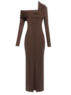 Navy Off-Shoulder Maxi Dress