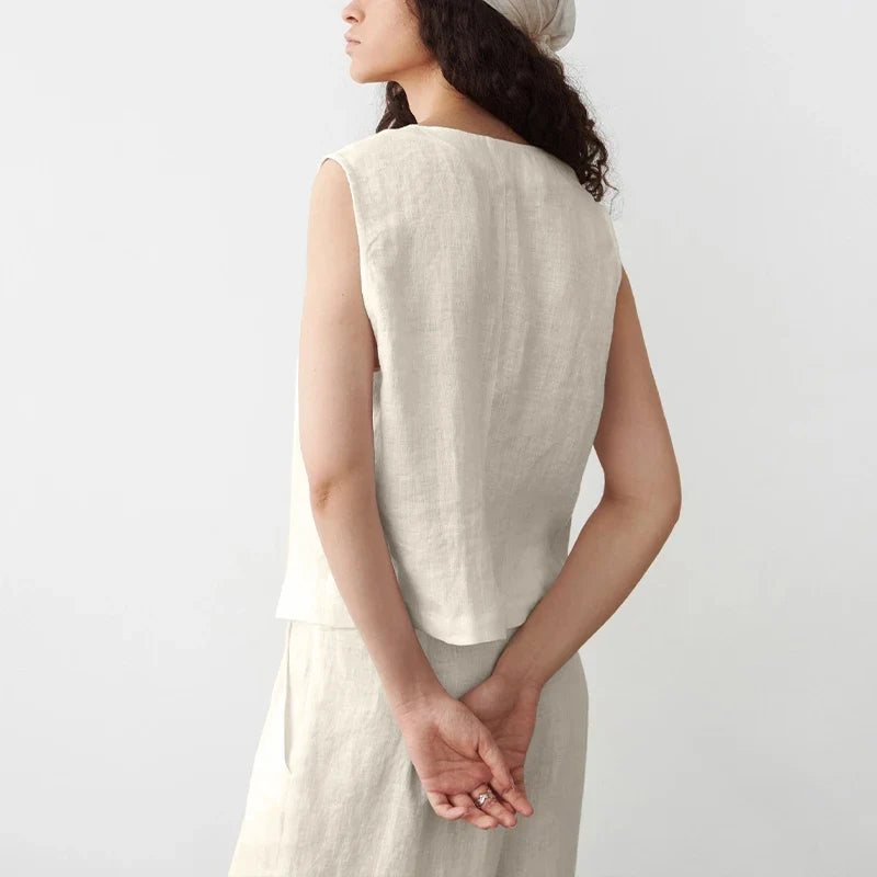 Coral Linen Vest