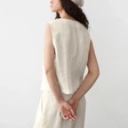 Coral Linen Vest