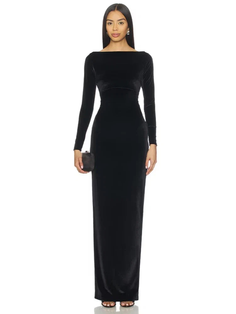 Eucalyptus Velvet Maxi Dress