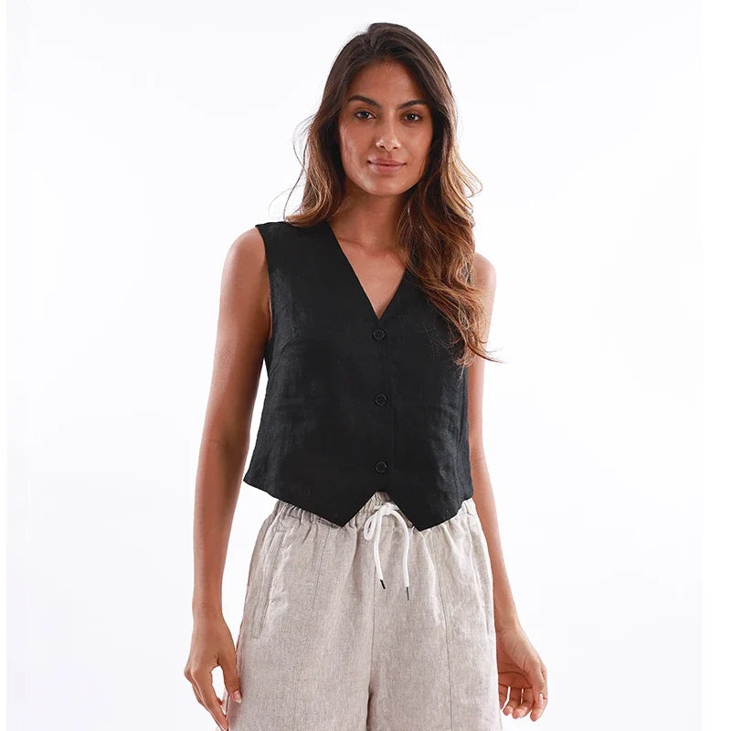 Jade Linen Vest
