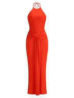 Crimson Halter Maxi Dress